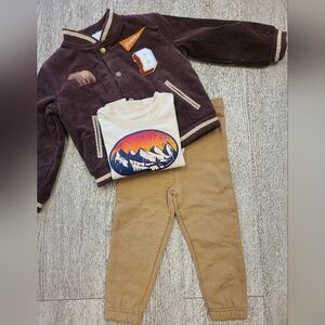 Kids Tan Corduroy Jacket Set